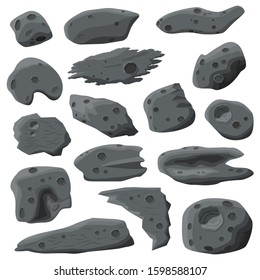 Asteroid Cartoon Illustration Set. Vector.