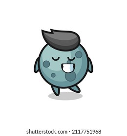 ilustración de caricatura asteroide con expresión tímida, diseño de estilo lindo para camiseta, pegatina, elemento logo