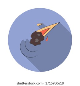asteroid cartoon long shadow icon. Simple color vector of Prehistoric icons for ui and ux, website or mobile application