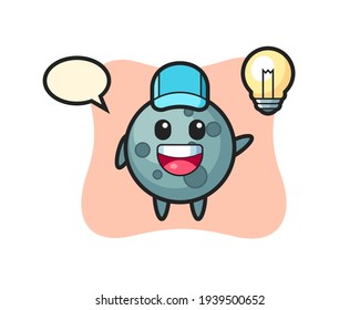 Asteroid character cartoon getting the idea