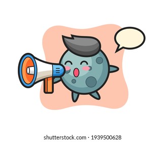 Asteroid character illustration holding a megaphone