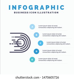 Asteroid, Comet, Flight, Light, Space Line icon with 5 steps presentation infographics Background. Vector Icon Template background