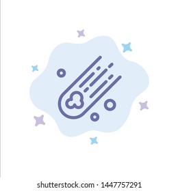 Asteroid, Comet, Space Blue Icon on Abstract Cloud Background