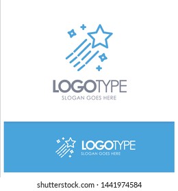Asteroid, Comet, Space, Star Blue Outline Logo Place for Tagline