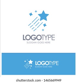 Asteroid, Comet, Space, Star Blue Solid Logo with place for tagline. Vector Icon Template background