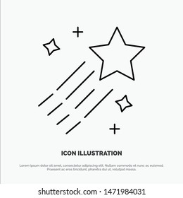 Asteroid, Comet, Space, Star Line Icon Vector