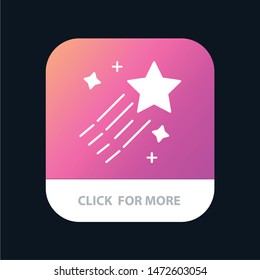 Asteroid, Comet, Space, Star Mobile App Button. Android and IOS Glyph Version
