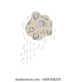 Asteroid with Craters, Space, Cosmos Theme Design Element Cartoon Vector Illustration