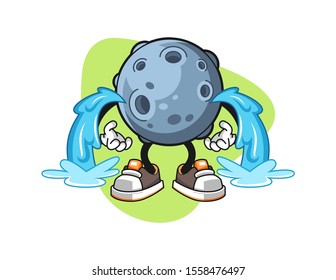 Asteroid cry cartoon. Mascot Character vector.