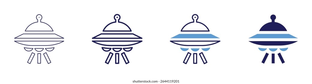 Asteroid deflection icon in 4 different styles. Thin Line, Line, Bold Line, Duotone. Duotone style. Editable stroke.