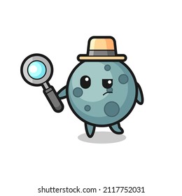 asteroid detective character is analyzing a case , cute style design for t shirt, sticker, logo element