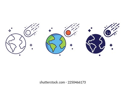 Asteroid to earth icon vector illustration