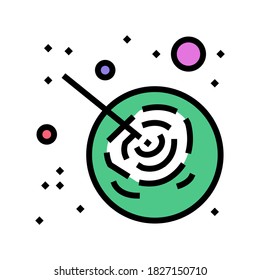 asteroid falling on planet color icon vector. asteroid falling on planet sign. isolated symbol illustration