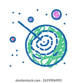 asteroid falling on planet doodle icon sketch vector. asteroid falling on planet sign. isolated symbol illustration