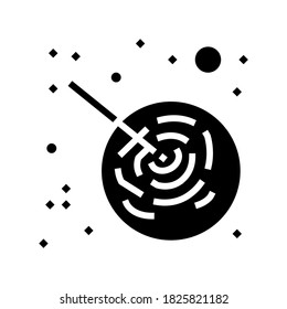 asteroid falling on planet glyph icon vector. asteroid falling on planet sign. isolated contour symbol black illustration