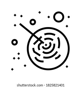 asteroid falling on planet line icon vector. asteroid falling on planet sign. isolated contour symbol black illustration