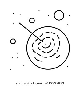 asteroid falling on planet line icon vector. asteroid falling on planet sign. isolated contour symbol black illustration