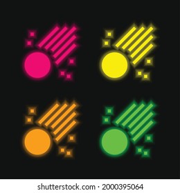 Icono del vector de neonato brillante de cuatro colores asteroides