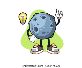 Asteroid get an idea cartoon. Mascot Character vector.