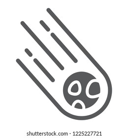 Asteroid glyph icon, space and meteor, meteorite sign, vector graphics, a solid pattern on a white background, eps 10.