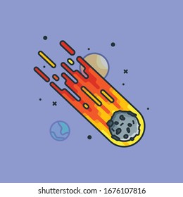 Asteroid Icon Design Illustrations Cartoon Style Suitable eb Landing Page, Banner, Flyer, Sticker, Wallpaper, Background