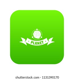 Asteroid icon green vector isolated on white background