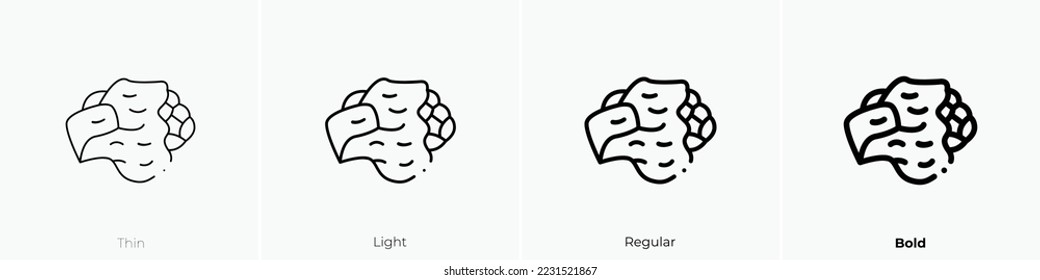 Asteroid icon. Thin, Light Regular And Bold style design isolated on white background