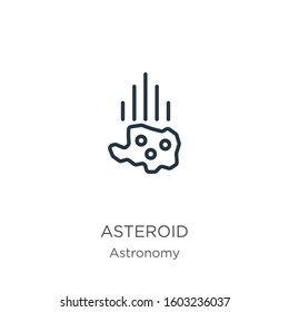 Asteroid icon. Thin linear asteroid outline icon isolated on white background from astronomy collection. Line vector sign, symbol for web and mobile