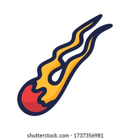 Asteroid icon Vector illustration of a flying, falling asteroid. Hand drawn falling asteroid.