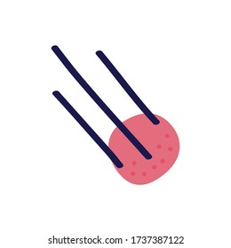Asteroiden Ikone Vector Illustration eines fliegenden, fallenden Asteroiden. Handgezeichneter fallender Asteroid.