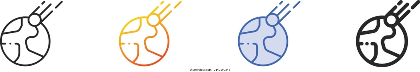 Asteroid icon.Thin Linear, Gradient, Blue Stroke and bold Style Design Isolated On White Background