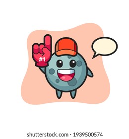 Asteroid illustration cartoon with number 1 fans glove