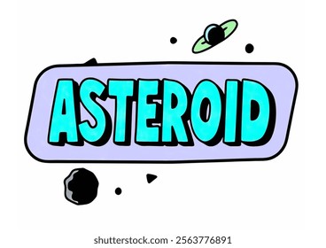 An Asteroid illustration drawing on white background.