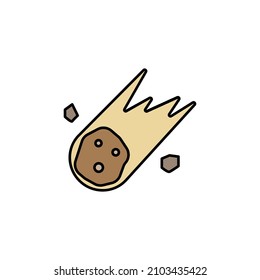 asteroid line colored icon. Signs and symbols can be used for web, logo, mobile app, UI, UX on white background