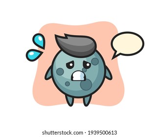 Asteroid mascot character with afraid gesture