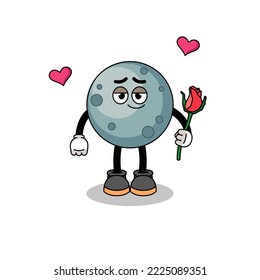asteroid mascot falling in love , character design