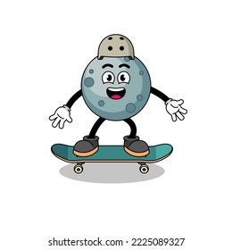 asteroid mascot playing a skateboard , character design
