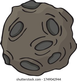 Asteroid moon isolated on white background. Pop art retro vector illustration hand drawn comic cartoon