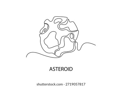 Asteroid. Moon, Star, Sun and planet concept. Single line draw design. Vector graphic illustration