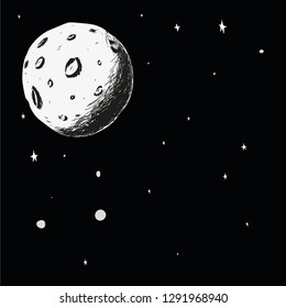 Asteroid on a starry sky. Background