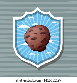 Asteroid over striped label design vector illustration