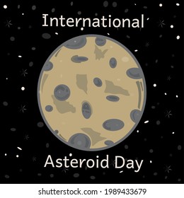 Asteroid Planet Or Rock Vector Illustration, Animated Design, For Posters, Brochures And Templates, International Asteroid Day