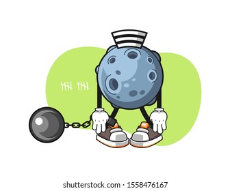 Asteroid prisoner cartoon. Mascot Character vector.