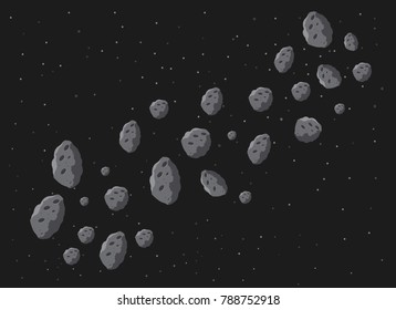 Asteroid rain. Space danger illustration