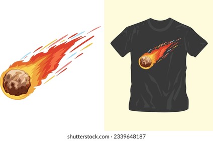 asteroid rock from space on fire vector shirt design editable template