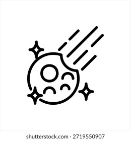 asteroid simple black filled outline illustration