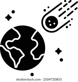 Asteroid solid glyph vector illustration