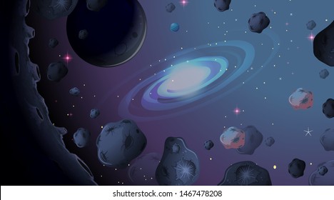 Asteroid in space background illustration