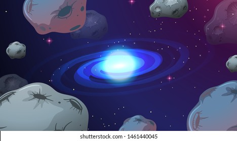 Asteroid space background scene illustration