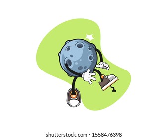 Asteroid step on nail cartoon. Mascot Character vector.